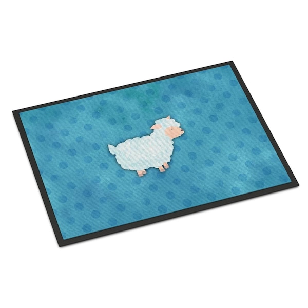 Carolines Treasures 24 x 36 in. Polkadot Sheep Lamb Watercolor Indoor or Outdoor Mat BB7390JMAT - main